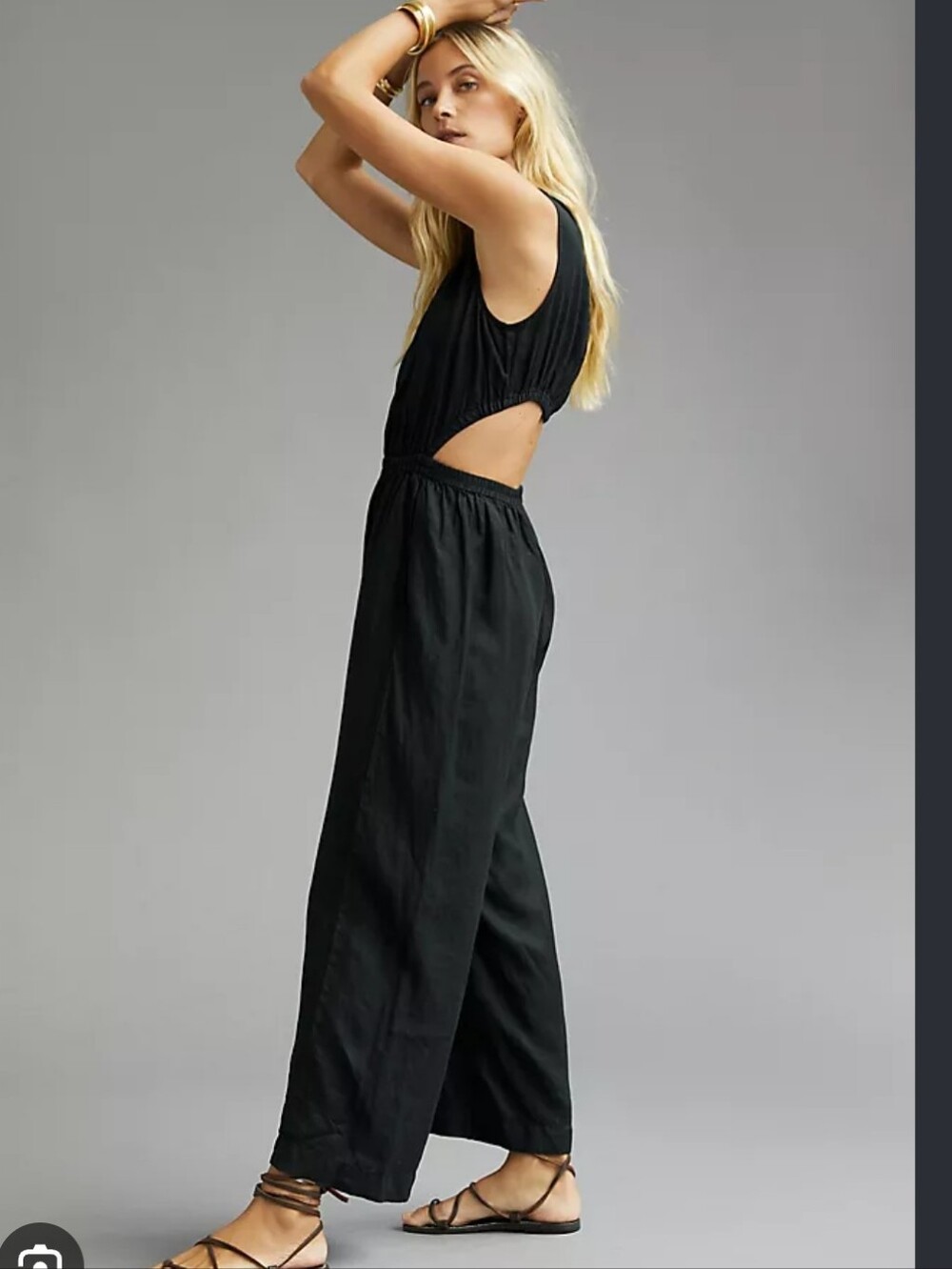 Velvet by Graham & Spencer Vivi Women's Linen Cut Out Wide Leg Jumpsuit Medium
